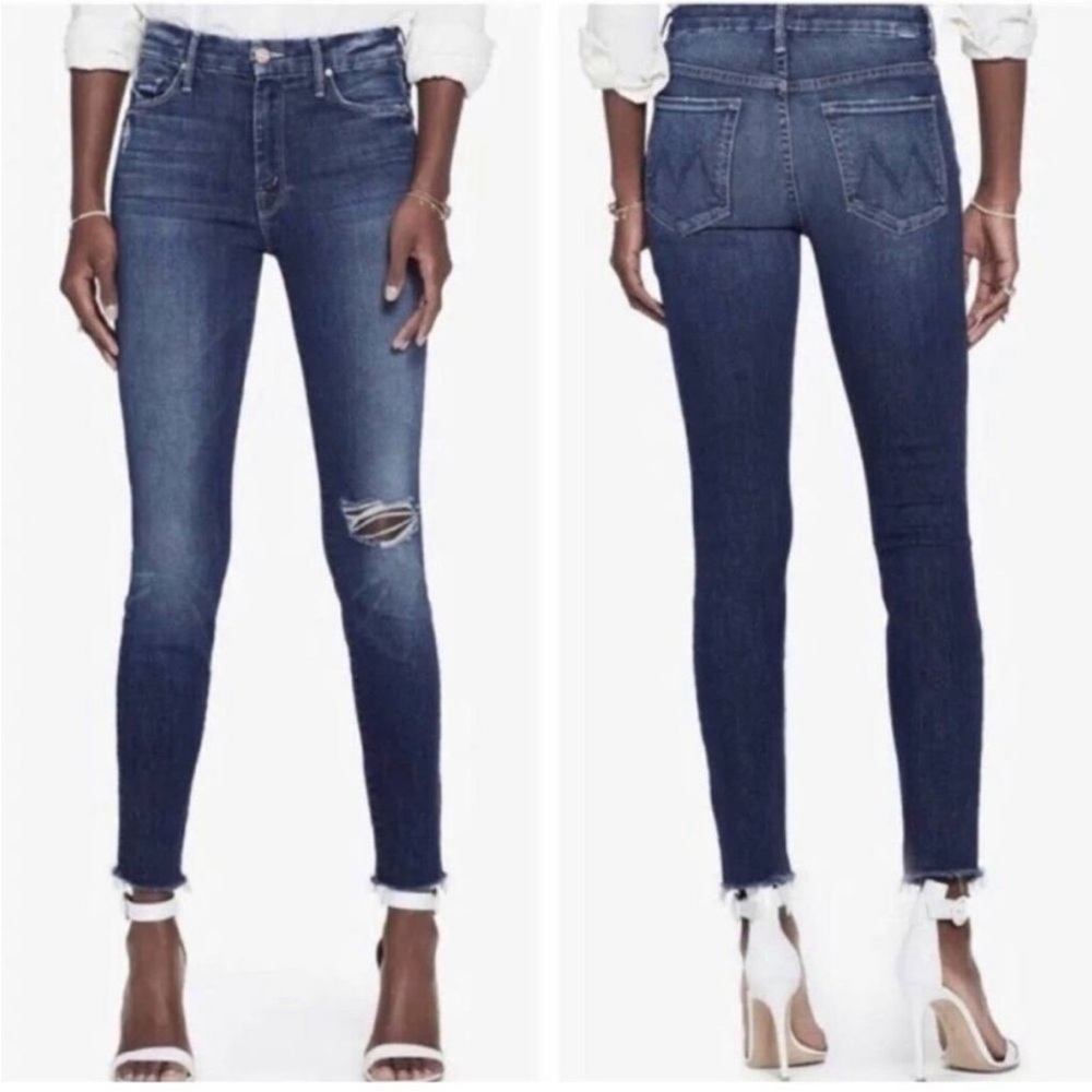 • Mother Denim • Women’s High Waisted Looker Ankle Fray Jeans Cat Attack 25